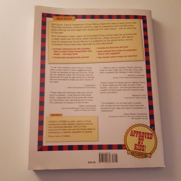 Kids Cookbook 365 Quick, Easy & Inexpensive Dinner Menus - Picture 5 of 6